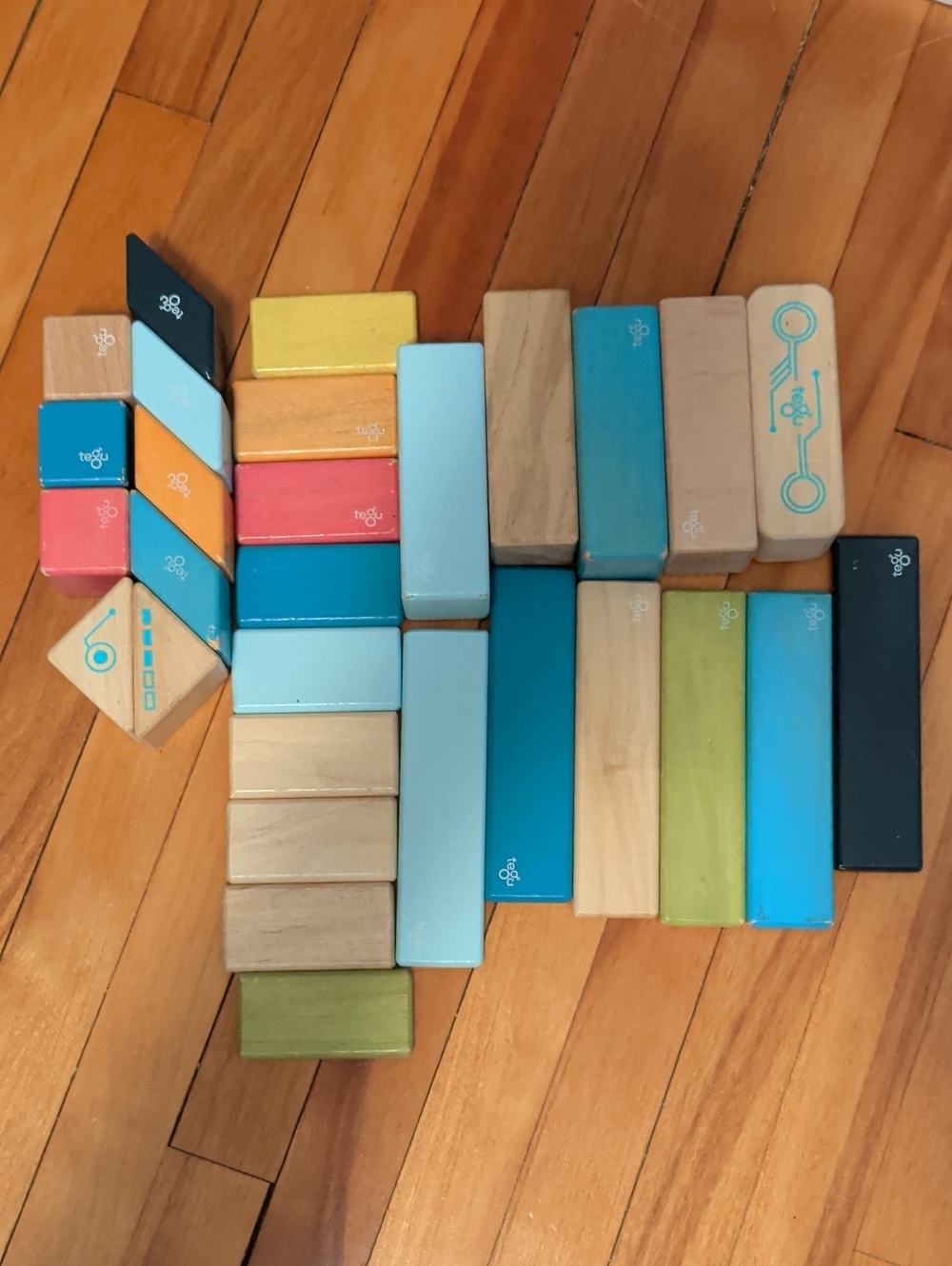 Tegu magnetic Building Blocks Set - Blue & Multi Color